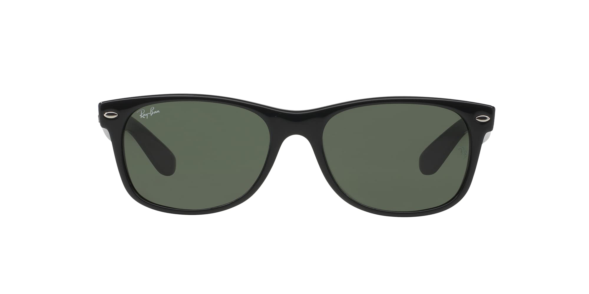 Ray-Ban RB2132 New Wayfarer Sunglasses + Vision Group Accessories Bundle, unisex-adult (Black/Crystal Green,58)