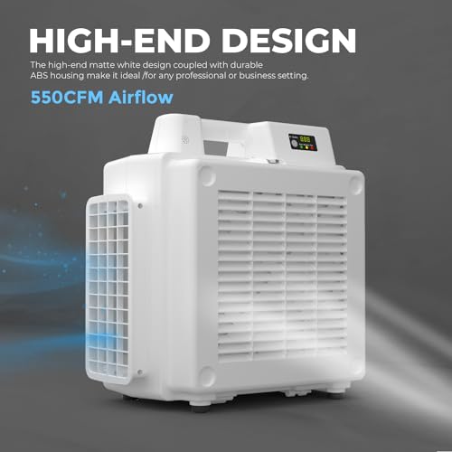 XPOWER X-2830 Air Purifier + Scrubber, Negative Air, 550 CFM, 4-Stage HEPA + Carbon Filtration, 5-Speed, PM2.5 IAQ Meter, Timer, Commercial, White