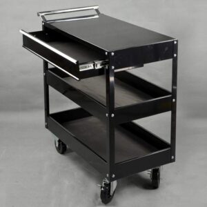 JF-XUAN Cart Multifunction Portable Hand Trucks Recycling Vehicles,Tool Trolley Cart 3-Tier Multifunction Drawer Type Organizer Service Tool Cabinet, Bearing 100Kg Black,800x385x800mm