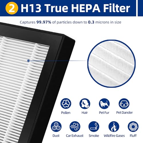 ProHEPA 9000 Replacement Filters Compatible with VEVA ProHEPA 9000 Air Purifier - 2 Premium H13 True HEPA Filters + 8 Activated Carbon Pre-Filters