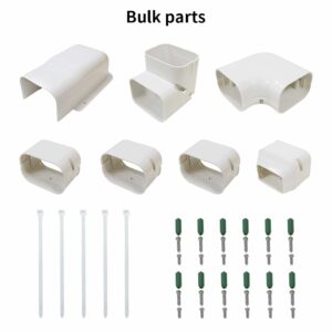 TAKTOPEAK 4 inch 17 Ft PVC Decorative Pipe Line Cover Kit for Ductless Mini Split Air Conditioner-Full Set, No Other Parts Needed, White (HMB-GM-GXC-5.2M-003)