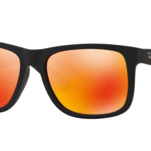 Ray-Ban RB4165 Justin Sunglasses + Vision Group Accessories Bundle,unisex-adult (Rubber Black/Brown Mirror Orange (622/6Q),55)