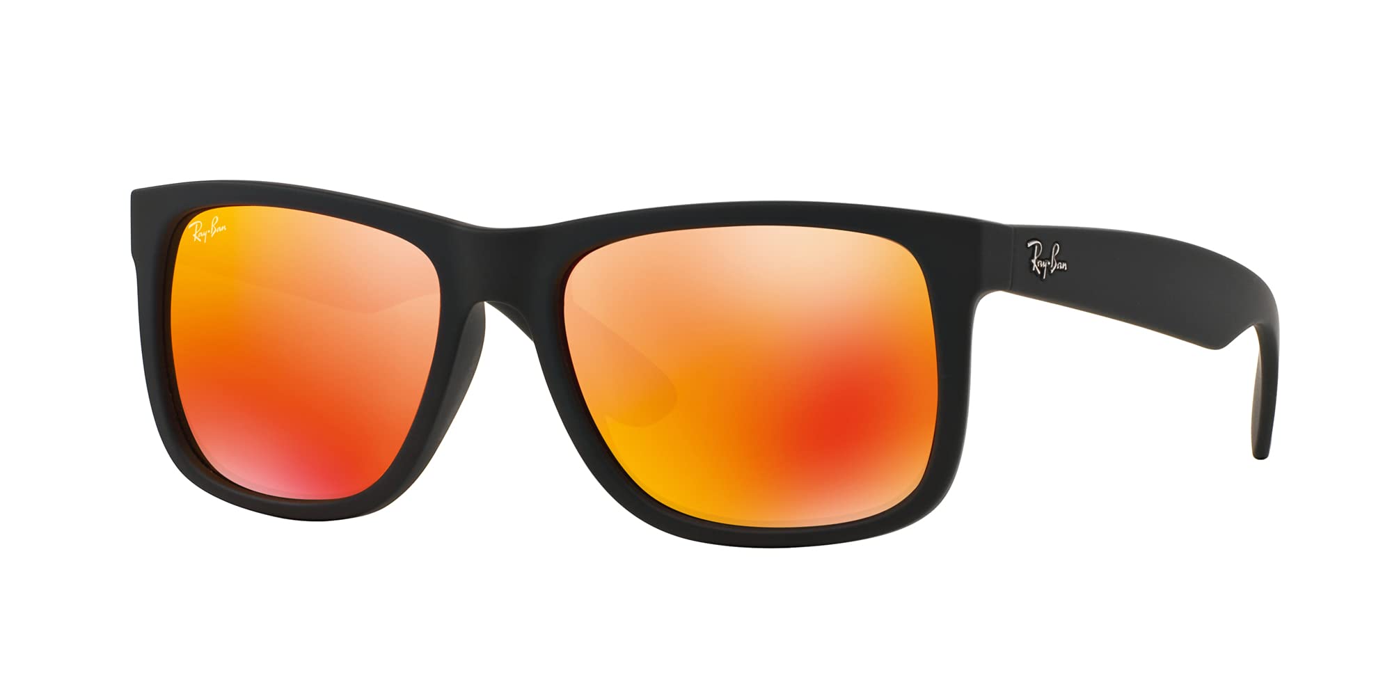 Ray-Ban RB4165 Justin Sunglasses + Vision Group Accessories Bundle,unisex-adult (Rubber Black/Brown Mirror Orange (622/6Q),55)