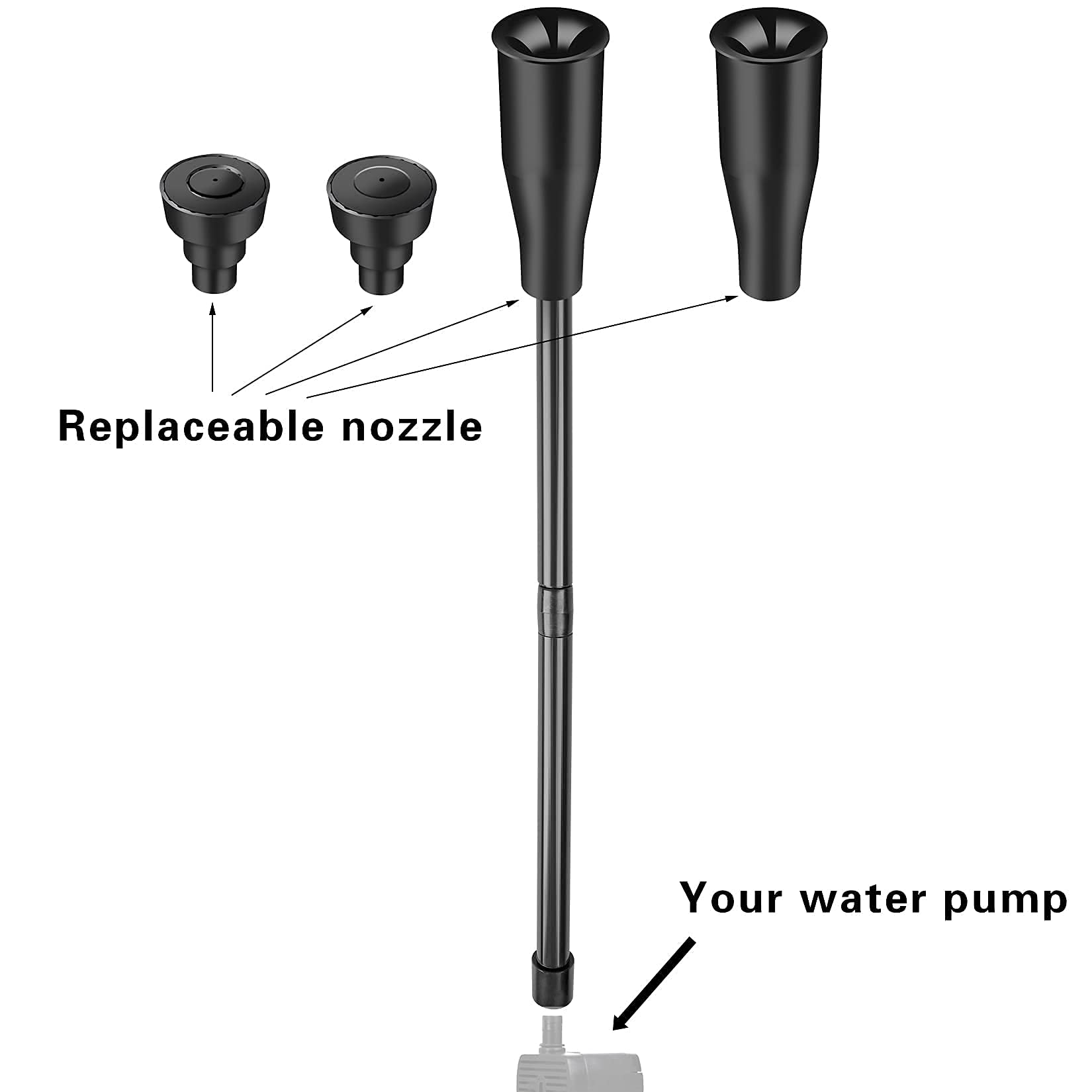 Water fountain nozzle for Garden, Ponds, Tabletop Fish Ponds, 8 pcs of Set, 2 Fountain Shaped, (size-S）