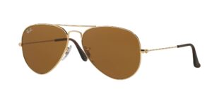 ray-ban rb3025 metal aviator sunglasses + vision group accessories bundle for unisex-adult (arista/crystal brown (001/33), 58)