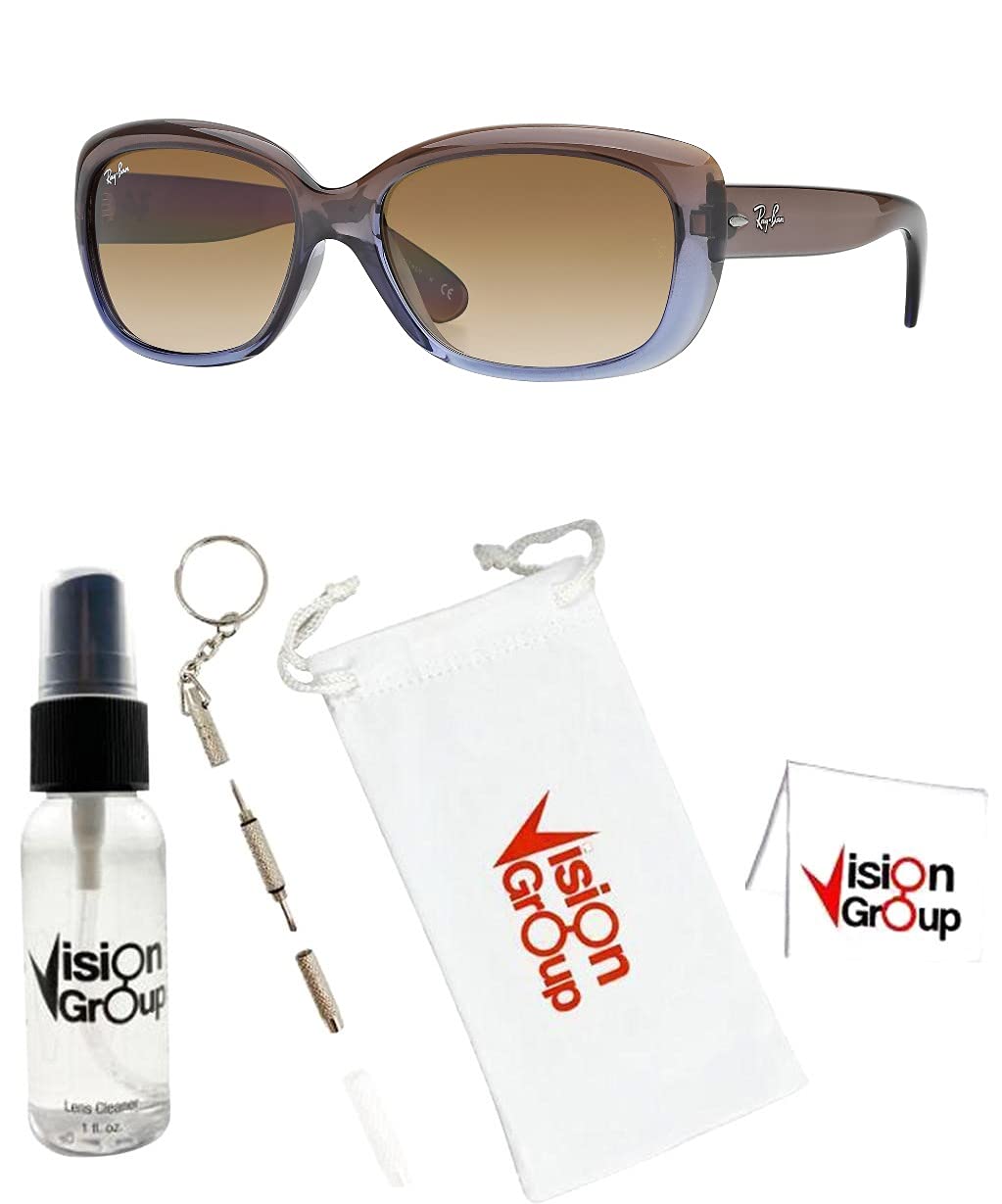 Ray-Ban RB4101 Jackie Ohh Sunglasses + Vision Group Accessories Bundle, womens (Brown Gradient Lilac/Light Brown Gradient Brown (860/51)