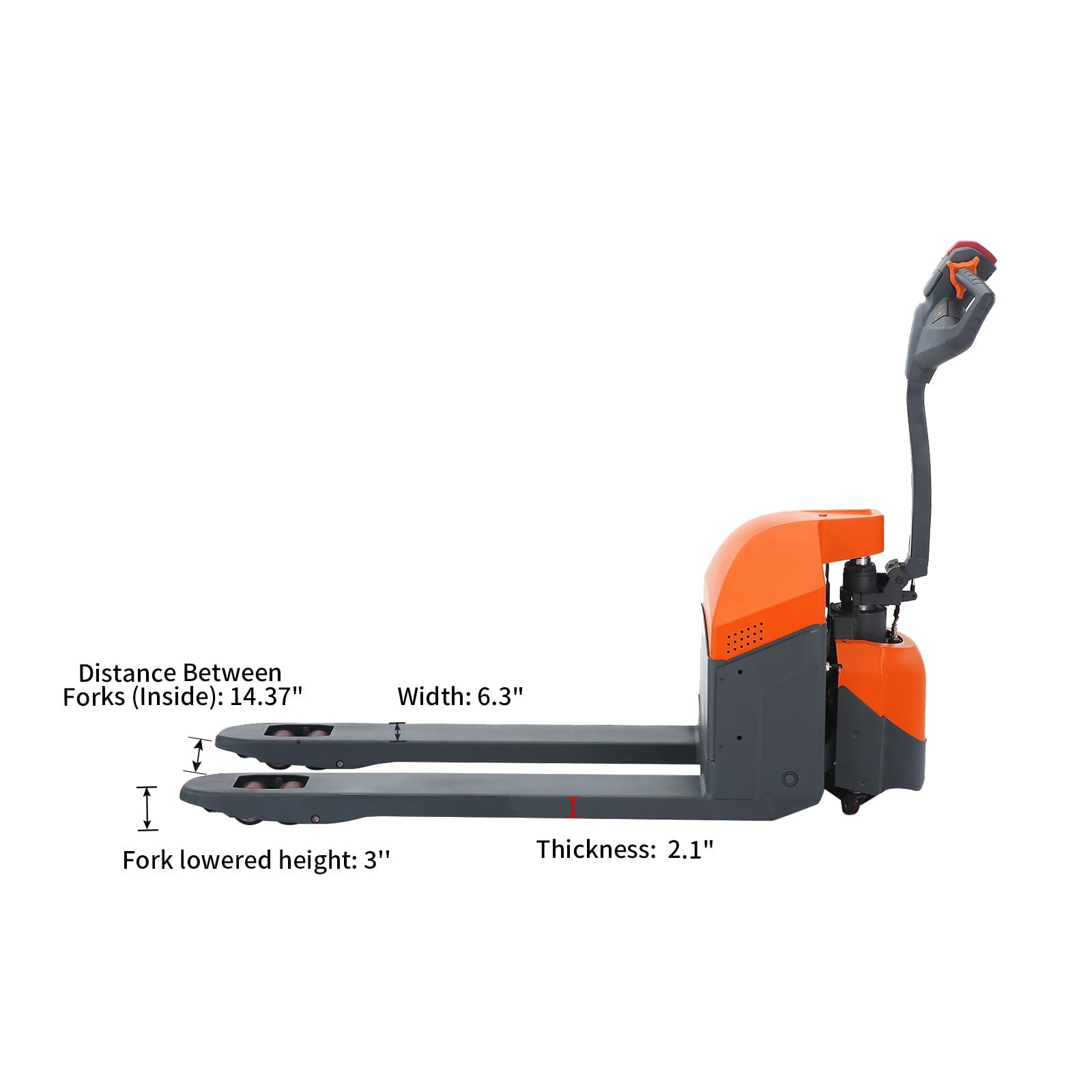 Tory Carrier Full Electric Pallet Truck, Powered Pallet Truck 3300 Lb. Capacity 48 x 27 Forks with Multifunctional Handle, Long Battery Life