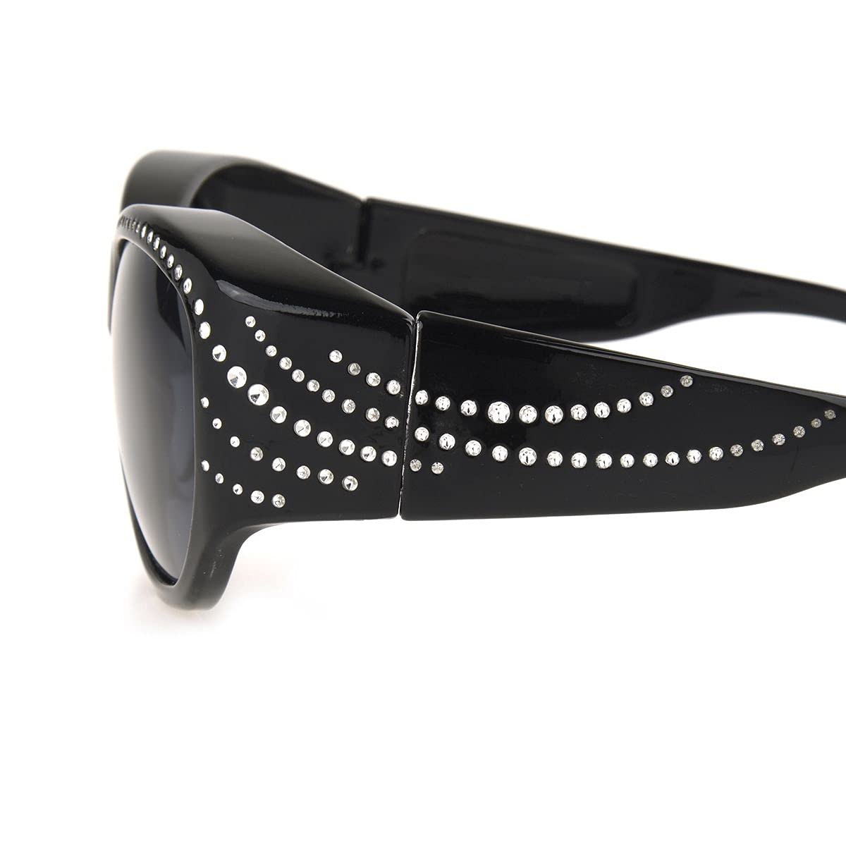 Solar Shield fits over sunglasses Natalie with Rhinestone, Black oval frame, Smoke lenses - EX-Large, 62 mm