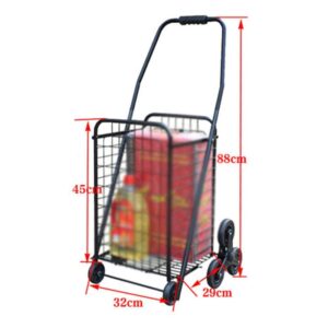 JF-XUAN Cart Multifunction Portable Hand Trucks Recycling Vehicles,Shopping Trolley Foldable Steel Pipe Climb Building Lightweight Bearing Rubber Wheel High Capacity, Load 30 Kg, 8 Wheels,Red