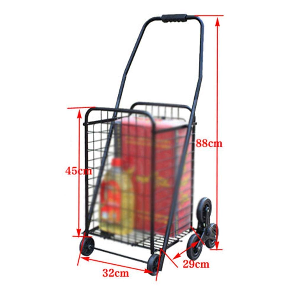 JF-XUAN Cart Multifunction Portable Hand Trucks Recycling Vehicles,Shopping Trolley Foldable Steel Pipe Climb Building Lightweight Bearing Rubber Wheel High Capacity, Load 30 Kg, 8 Wheels,Red