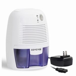 coycyqi small dehumidifier,12v3a adapter，1200 cubic feet (215 sq ft) portable mini dehumidifier quiet use for high humidity in home, bathroom, bedroom, office, basements, wardrobe closet,rv