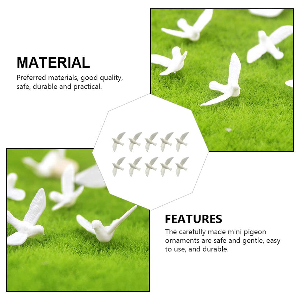 EXCEART 10Pcs Mini Dove Figurine Dollhouse Animal Miniature Statue Artificial White Pigeon Sculpture Model Cake Topper for Landscape Garden House Ornament