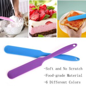 Small Silicone Spatulas Bulk for Kitchen, Baking, Cake Icing, Resin Craft(set of 6), Mini Silicon Scraper Tool, Jar Spatula with Long Handle Heat Resistant, Waxing Sticks Large with Slant for Hard Wax