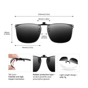 ARCAMOY Clip on Sunglasses Over Prescription Glasses Polarized Anti Glare Flip Up UV Protection Glasses For Men Women (Black)