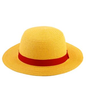 Straw Hat Cosplay Accessory Anime Sun Beach Hats for Halloween Party Travel Performance Costume Yellow