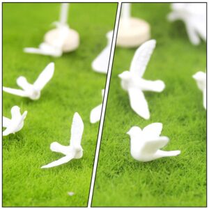 EXCEART 10Pcs Mini Dove Figurine Dollhouse Animal Miniature Statue Artificial White Pigeon Sculpture Model Cake Topper for Landscape Garden House Ornament