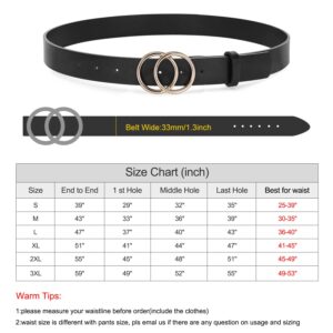 XZQTIVE 3 Pack Women's Leather Belts For Jeans Dresses Pants Fashion Ladies Waist Belt with Gold Buckle