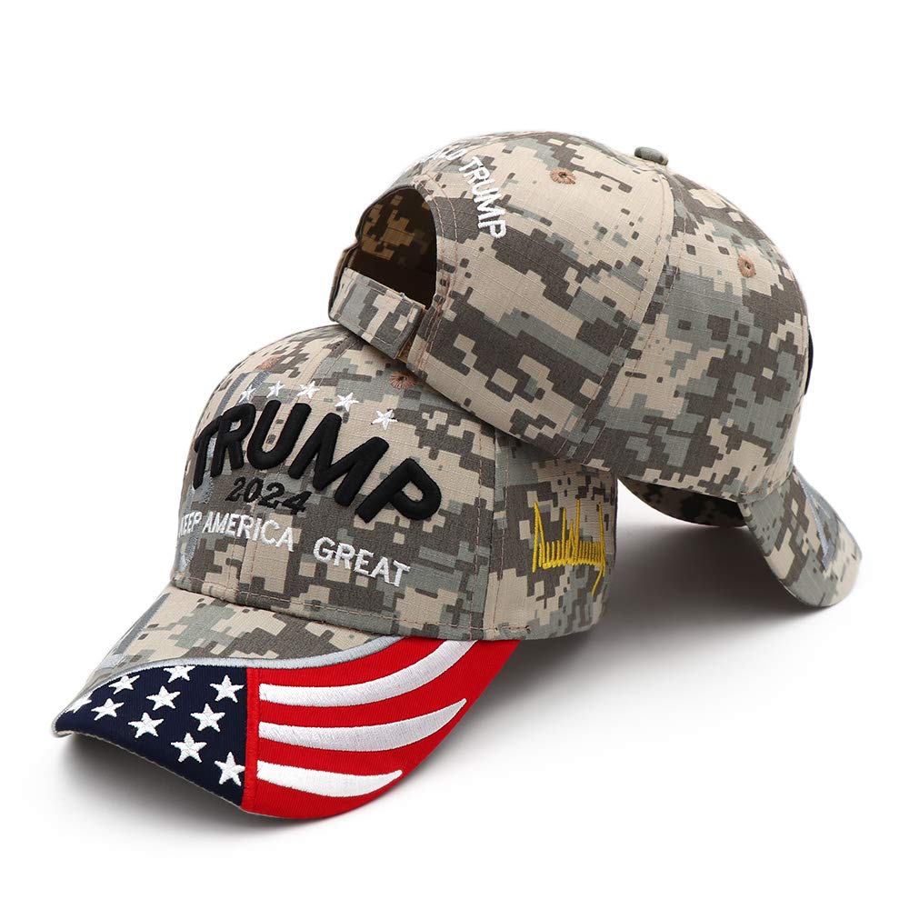 Trump 2024 Hat, Donald Trump 2024 Cap Keep America Great MAGA USA Embroidery Adjustable Baseball Cap Trump Trucker Hat(Camouflage)