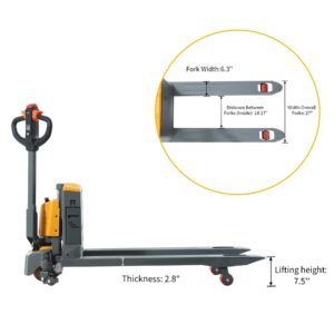 Tory Carrier Full Electric Power Pallet Jack Truck 3300lb Cap. 48" x 27" Fork Size, Lithium Battery Motorized Trucks Lift for Material Handling