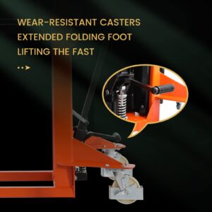 Tory Carrier Manual Forklift Pallet Stakcer 1100lbs Capacity 63" Lift Height with Adjustable Forks and Fixed Legs Hand Tools