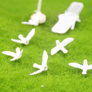 EXCEART 10Pcs Mini Dove Figurine Dollhouse Animal Miniature Statue Artificial White Pigeon Sculpture Model Cake Topper for Landscape Garden House Ornament