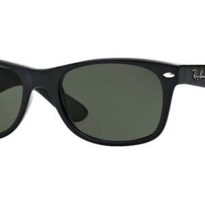 Ray-Ban RB2132 New Wayfarer Sunglasses + Vision Group Accessories Bundle, unisex-adult (Black/Crystal Green,58)