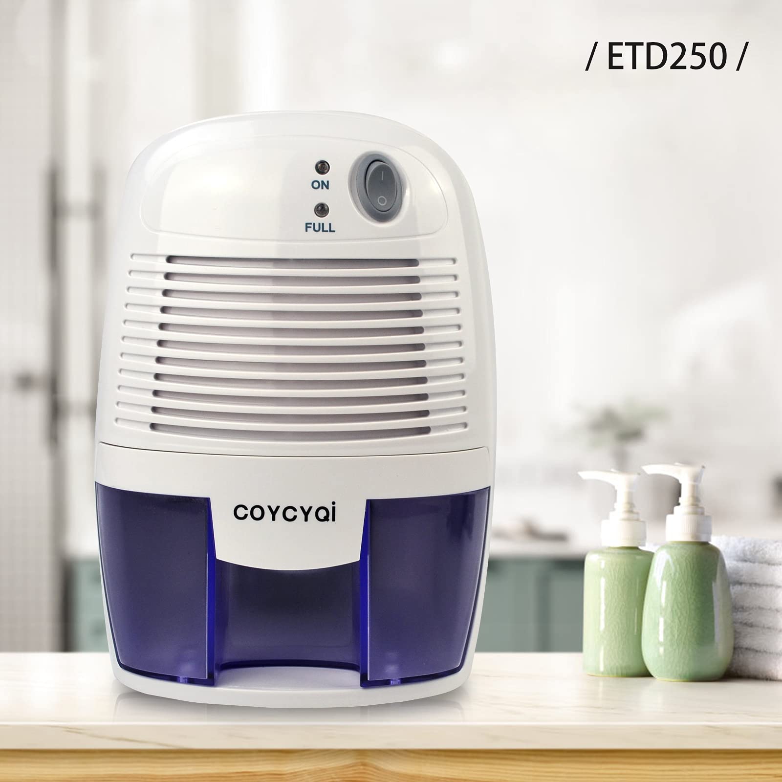 COYCYQI Small Dehumidifier,12V3A adapter，1200 Cubic Feet (215 sq ft) Portable Mini Dehumidifier Quiet Use for High Humidity in Home, Bathroom, Bedroom, Office, Basements, Wardrobe Closet,RV