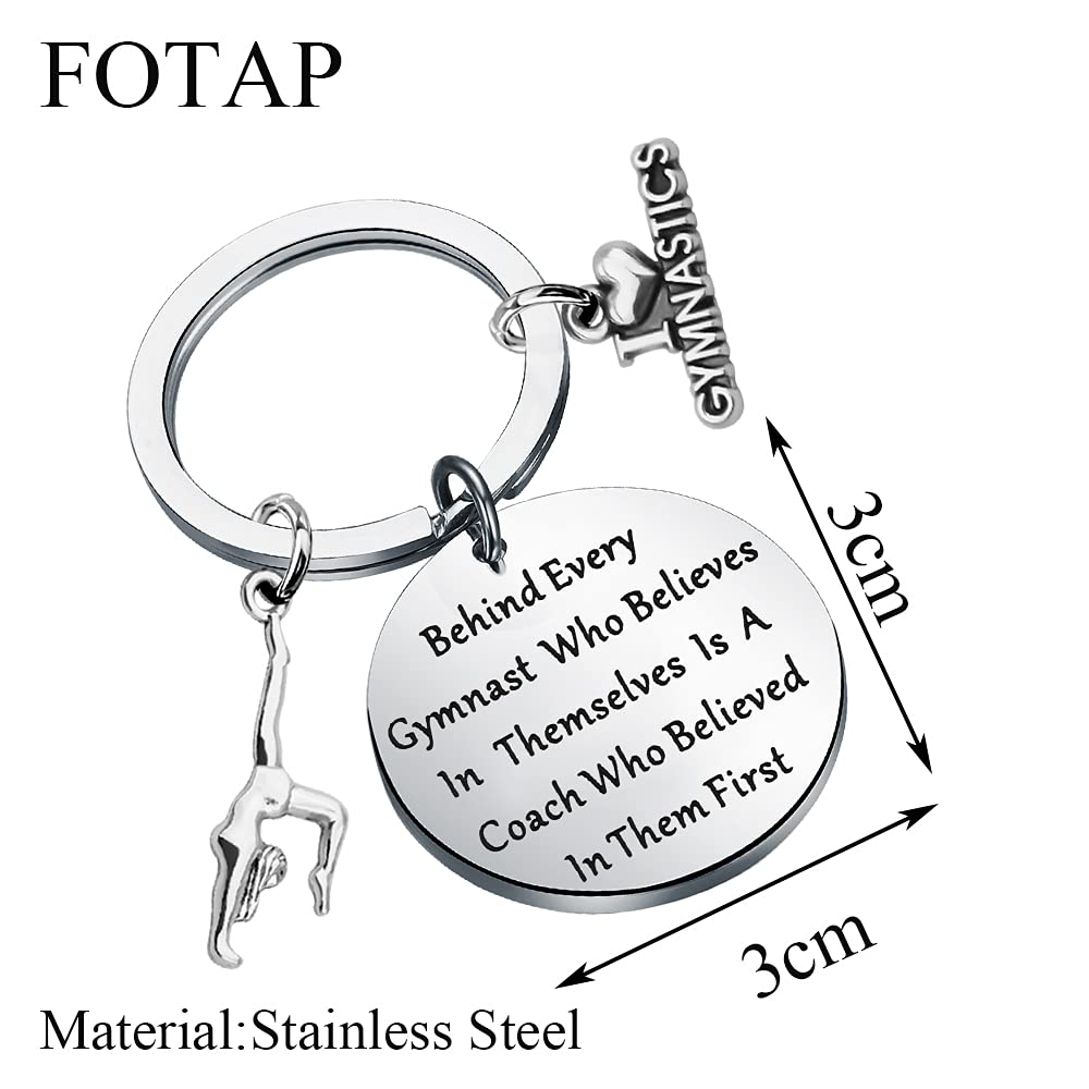 FOTAP Gymnastics Keychain Behind Every Gymnast Who Believes In Jewelry Gymnasts Gift Coach Gift Gymnast Class Team Gift (Gymnastics Key)