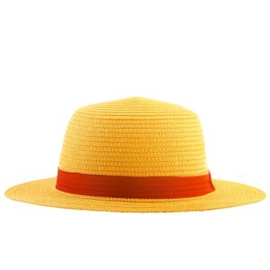 Straw Hat Cosplay Accessory Anime Sun Beach Hats for Halloween Party Travel Performance Costume Yellow