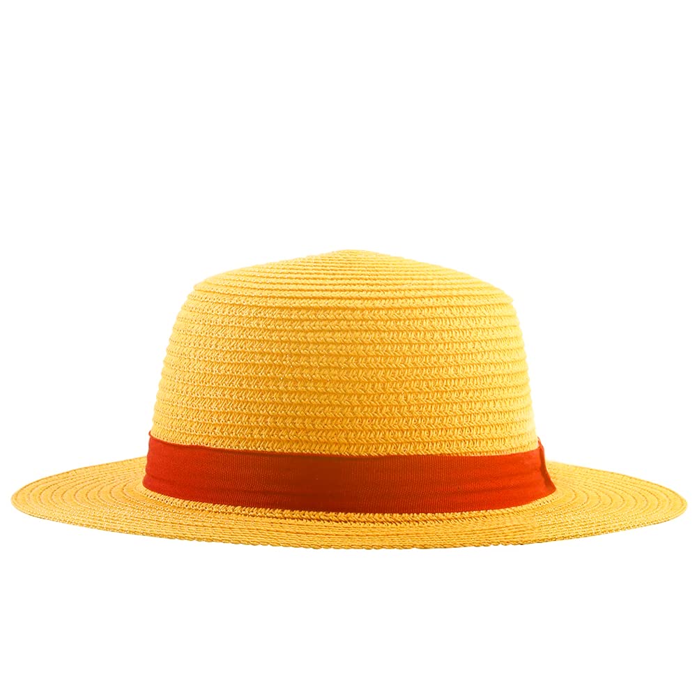 Straw Hat Cosplay Accessory Anime Sun Beach Hats for Halloween Party Travel Performance Costume Yellow