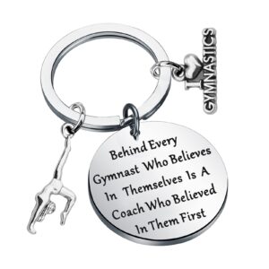 fotap gymnastics keychain behind every gymnast who believes in jewelry gymnasts gift coach gift gymnast class team gift (gymnastics key)