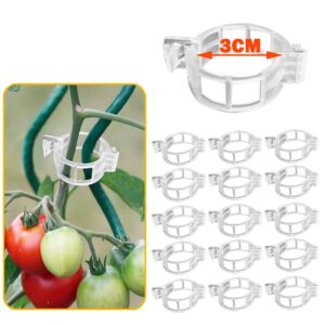 JFDWOPHT 100 Pieces White Plastic Plant Support Clips, Plant Vine Fixed Support Clips, Garden Tomato Plant Support Clips for Plants Stems Support and Vines Grow Upright Climbing