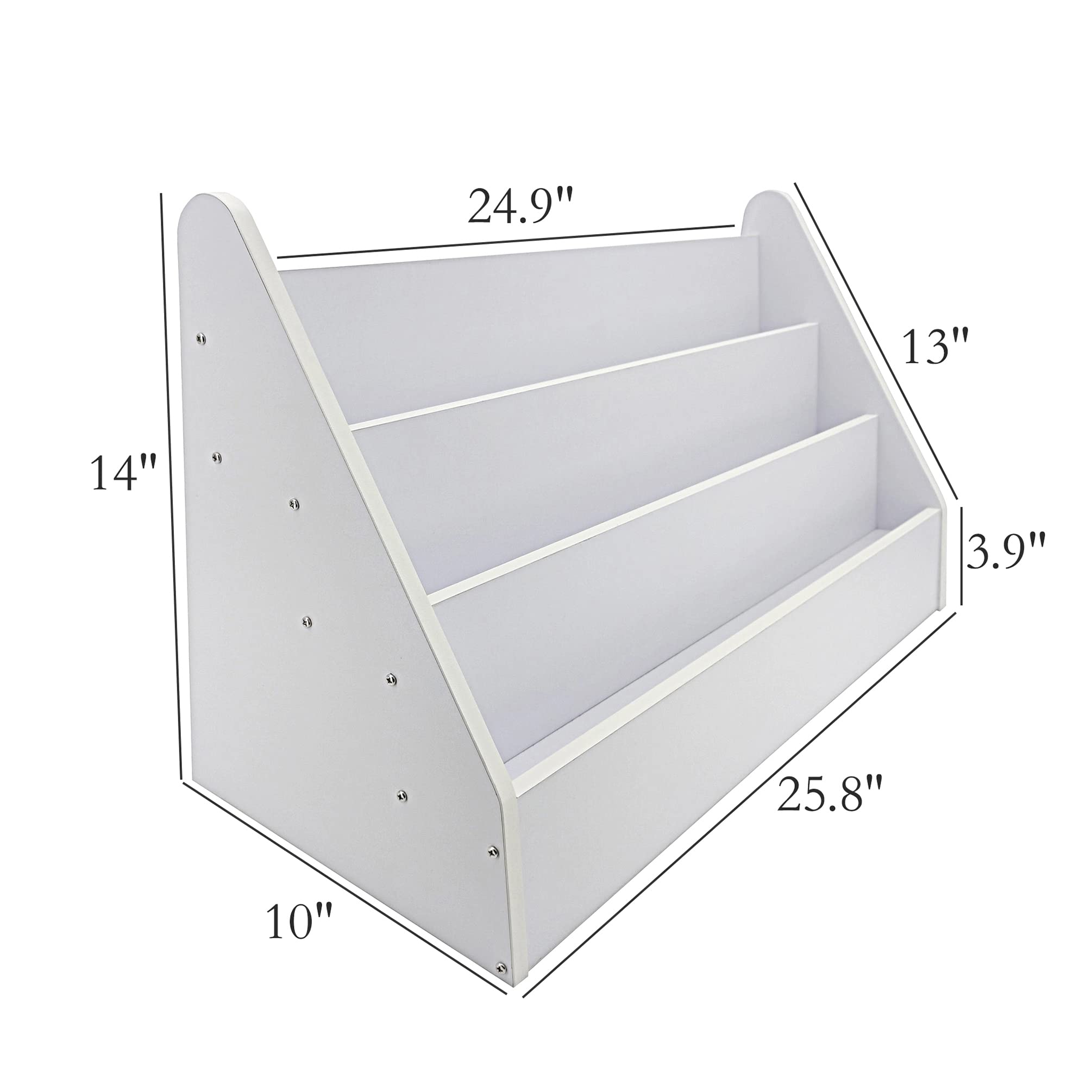 FixtureDisplays® White Countertop Book Shelf Display, Greeting Card Rack, Step Rack for Literature, Magazines, Brochure, Tile Sample Paint Brochure Holder, Unassembled 2904-white-2D