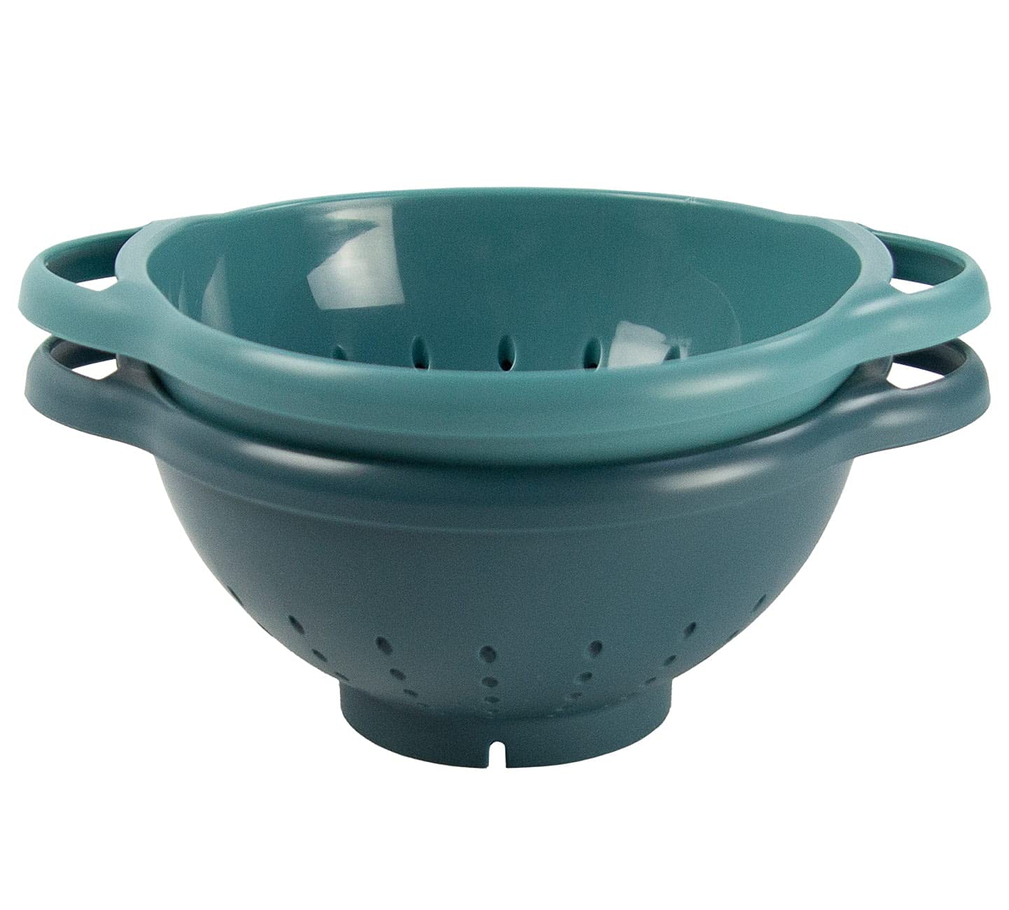 Crisp 2 Pack Mini Colander Berry Baskets - Plastic, Durable Kitchenware, Dishwasher Safe - Made in the USA - Prussian Blue & Light Teal