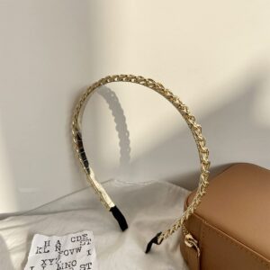 Thin Metal Headbands with Hoop Chain - Cute Headwear Hair Accessories for Women and Girls