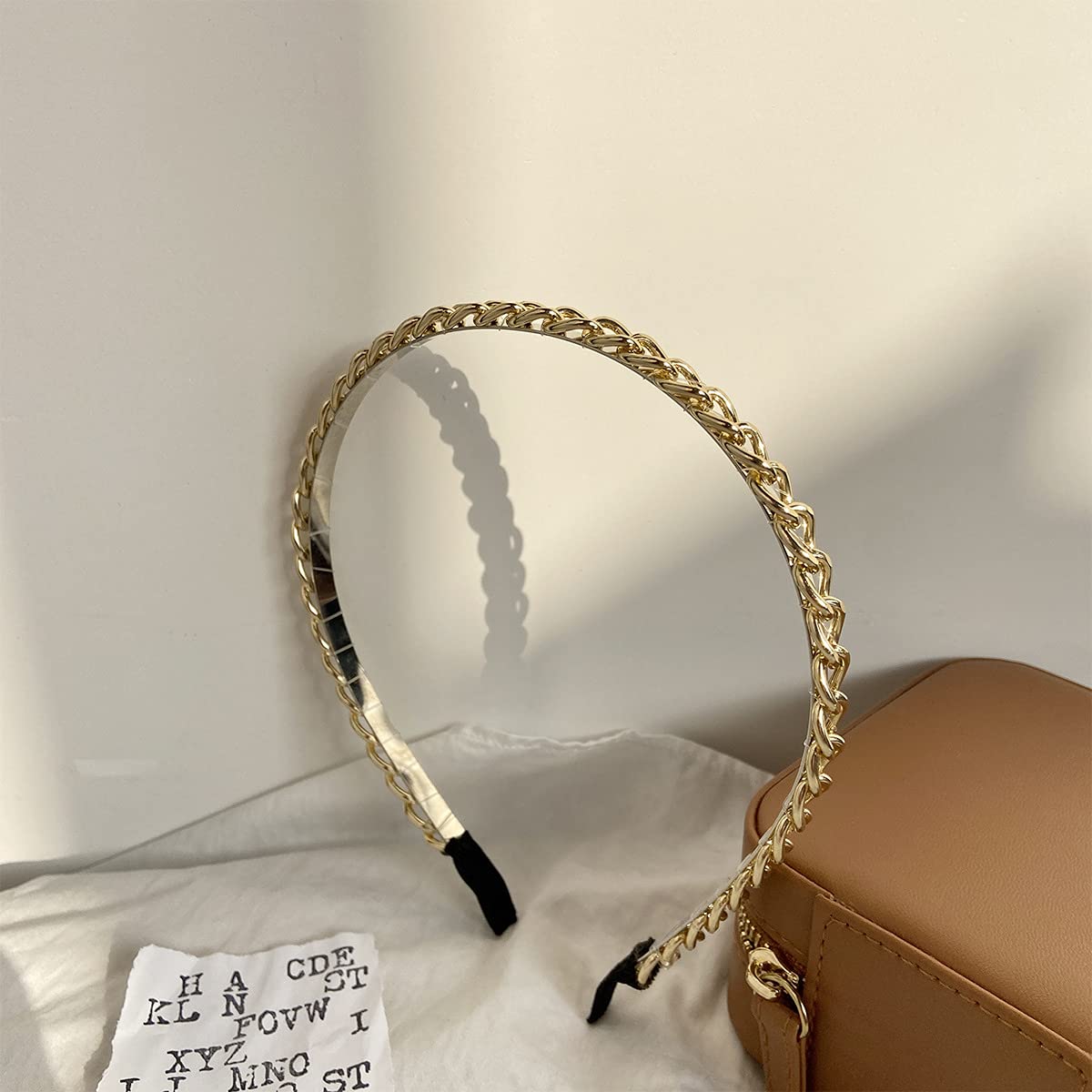 Thin Metal Headbands with Hoop Chain - Cute Headwear Hair Accessories for Women and Girls