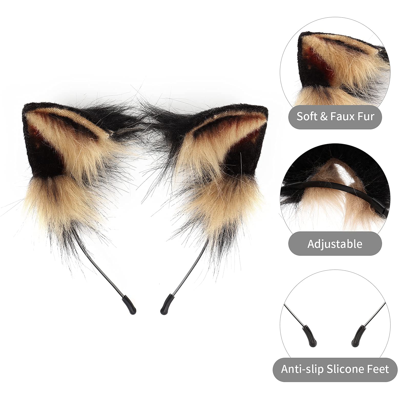 Cat Fox Wolf Ears Cosplay Long Fur Hair Headband Wolf Animal Anime Halloween Cosplay Costume for Girls