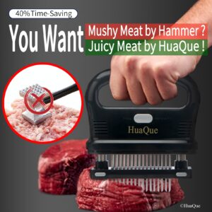 HuaQue Meat Tenderizer Tool, Detachable 48-Blade Stainless Steel Steak Tenderizer Needles for Tenderizing Beef/Chicken/Pork, Dishwasher Safe, Cleaning Brush/User Manual/Recipe Ebook (PDF) Included