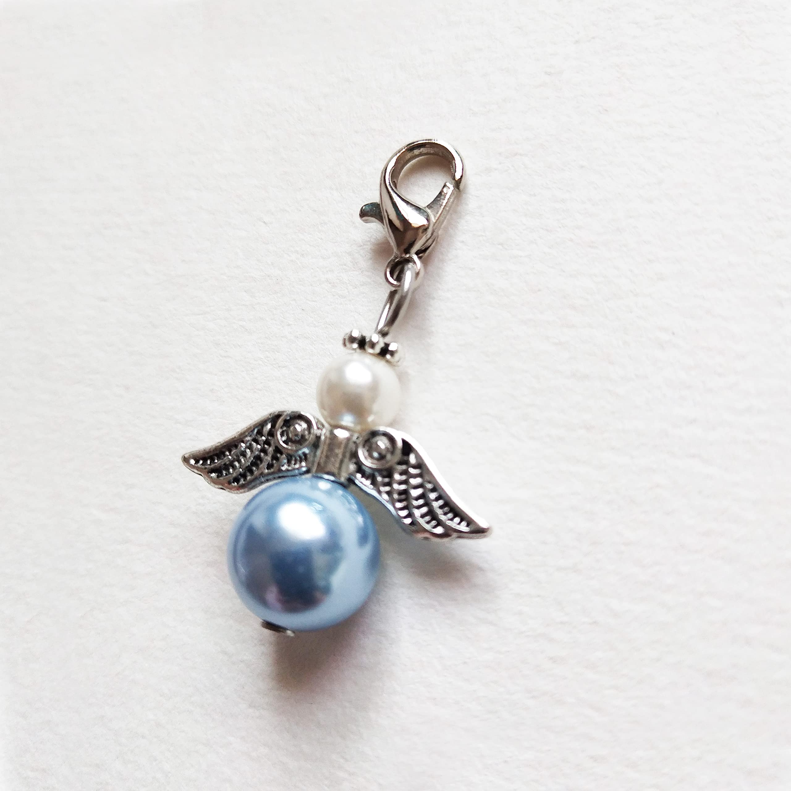 Something Blue Angel, Something Blue Gift, Wedding Bouquet Clip, Wedding Gift for Daughter (WhiteBluePearl)