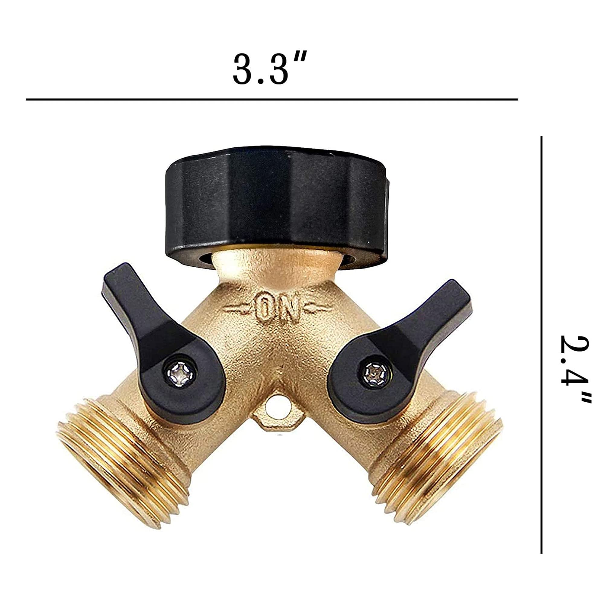 Brass Garden Hose Splitter 2 way Heavy Duty, Brass Hose Y Splitter 2 Valves, Y conneector with 2 Extra Rubber Washers