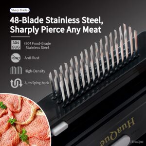 HuaQue Meat Tenderizer Tool, Detachable 48-Blade Stainless Steel Steak Tenderizer Needles for Tenderizing Beef/Chicken/Pork, Dishwasher Safe, Cleaning Brush/User Manual/Recipe Ebook (PDF) Included