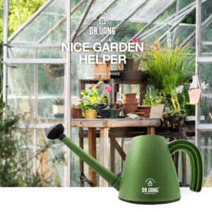 DR.UANG Watering Can, Indoor and Outdoor Watering Can for House Plants, Long Spout with Detachable Shower Spray Head, Water Can for Plants, Garden, Flower (2.0L 70oz 1/2 Gallon Green)