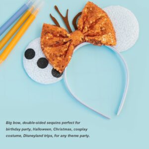 CHuangQi Mouse Ears Headband with Shiny Bow, Double-sided Sequins Glitter Hair Band, for Birthday Party Celebration & Event (XC16)