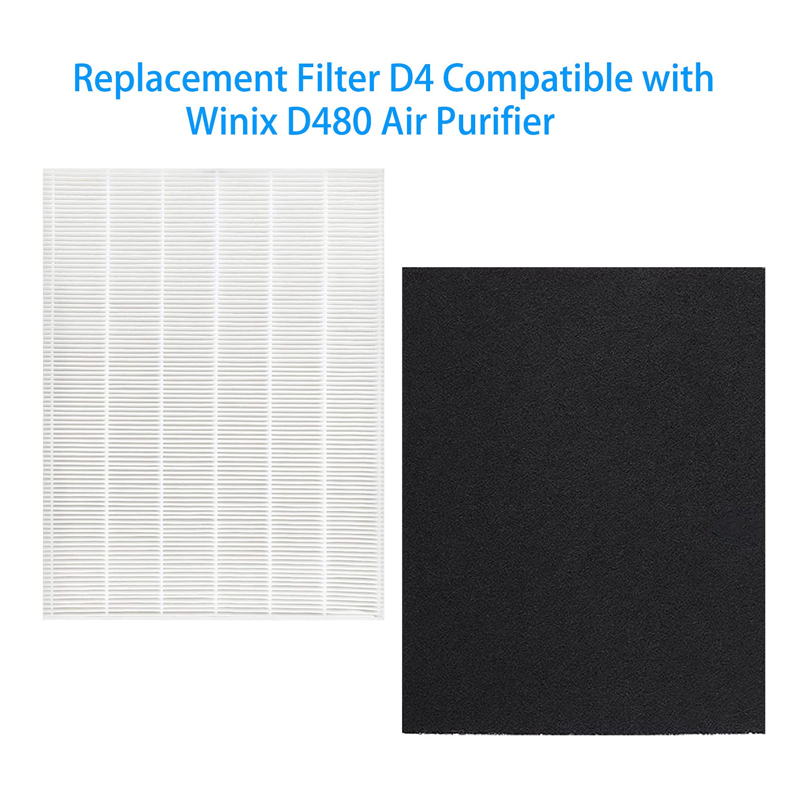 D480 H13 True Hepa Replacement Filter D4 Compatible with Winix D480 Air Purifier, 4 Pack Activated Carbon Filters, Item Number 1712-0100-00, True HEPA D4 Filter