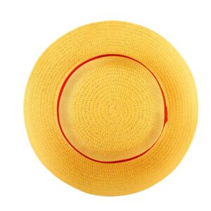 Straw Hat Cosplay Accessory Anime Sun Beach Hats for Halloween Party Travel Performance Costume Yellow