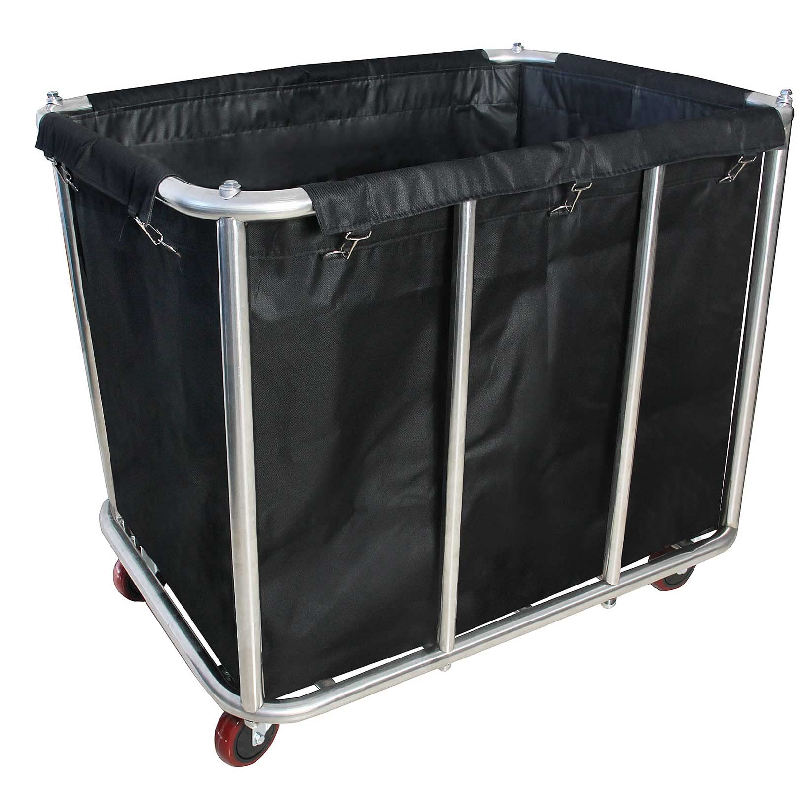 Commercial Large Stainless Steel Laundry Trolley Cart with Wheels - Heavy Duty Rolling Laundry Cart for Industrial/Home，10 Bushel,35.4" Lx25.6 Wx31.5 H (Black)