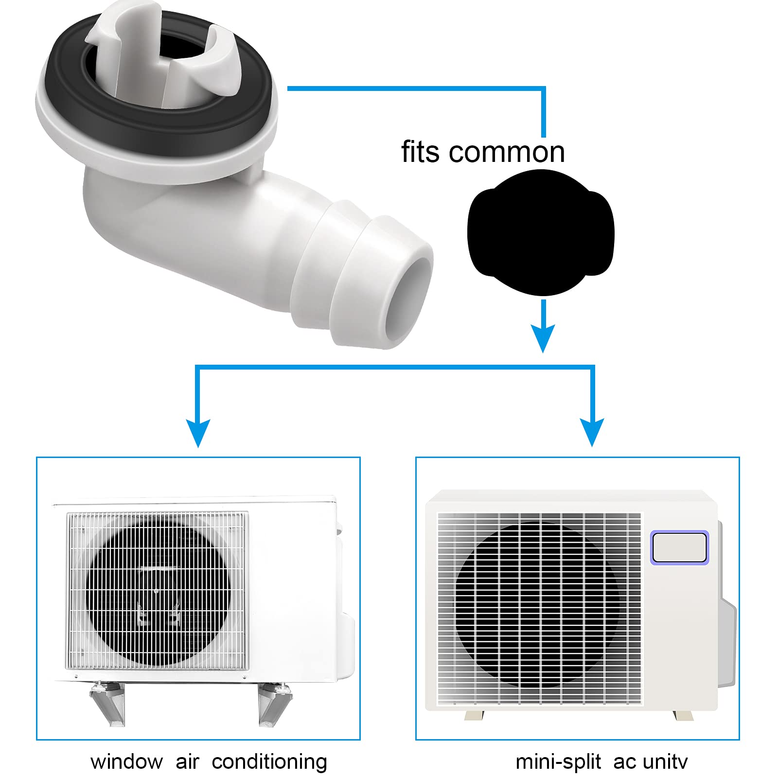 Zonon Air Conditioner Drain Connector 4 Pcs 3/5 Inch Air Conditioner Drain Hose Elbow Fitting with Rubber Ring for Window Air Conditioner and Mini Split Units