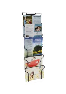 fixturedisplays® wall mount greeting card post card display wire rack black horizontal landscape 7x5" cards pocket 7.8" wide 6 pockets 11714-nf