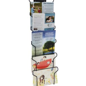 FixtureDisplays® Wall Mount Greeting Card Post Card Display Wire Rack Black Horizontal Landscape 7x5" Cards Pocket 7.8" Wide 6 Pockets 11714-NF