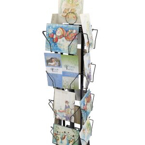 Adjustable Greeting Card Rack Display Stand 4 Tier 16 Pocket Organizer Postcard CD DVD Book Brochure Literature Rotating Spin 7X5 6X4 4X5 5X7. Pocket Size: 4.6-10"Wide X 8"High 11602-R-8"-NF